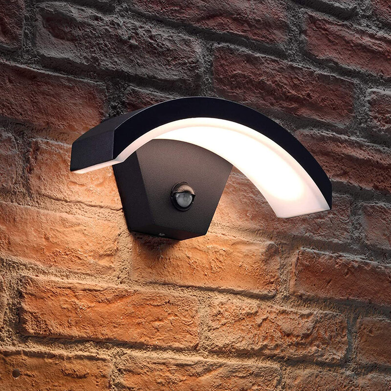 Lampada da parete per esterno a LED 24W, lampione, con sensore di movimento, corpo in alluminio, resistente alle intemperie, 220V, per illuminazione portico o giardini