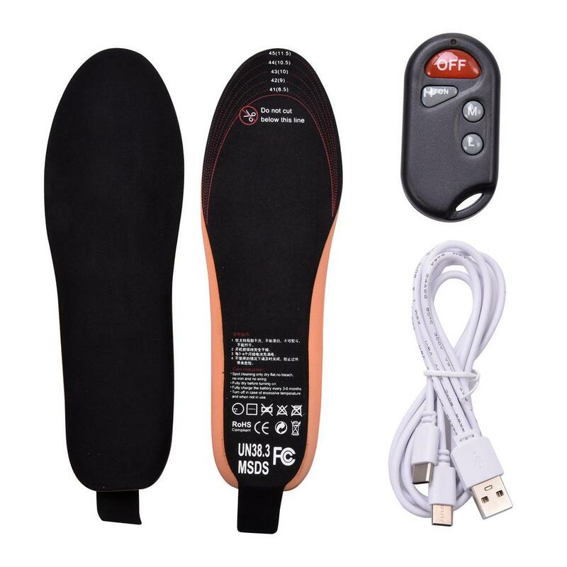 3 Temperature Levels Rechargeable Heated Insole USB Remote Control Wireless Foot Warmer Comfortable Can Be Cut Heated Insole