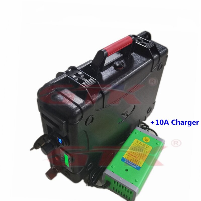 Batterie Lithium-ion rechargeable étanche 12V, 60/80/120/150/180/200 ah, pour hélice de bateau à moteur, avec chargeur 10a