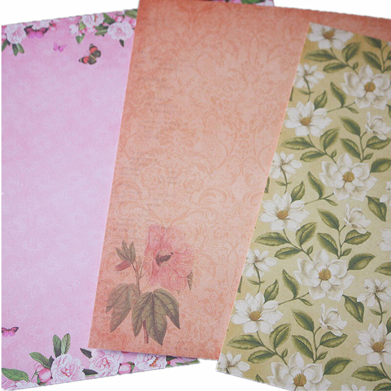 24 Stks/partij Elegante Bloemen Retro Materiaal Papers Diy Scrapbooking Album Dagboek Gift Decoratieve Papier Scrapbooking Papier