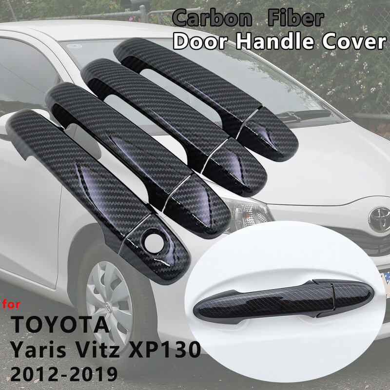 Cubierta de manija de puerta de fibra de carbono, embellecedor de captura, accesorios de coche para Toyota Yaris Vitz XP130, 2012, 2013, 2014, 2015, 2016, 2017, 2018