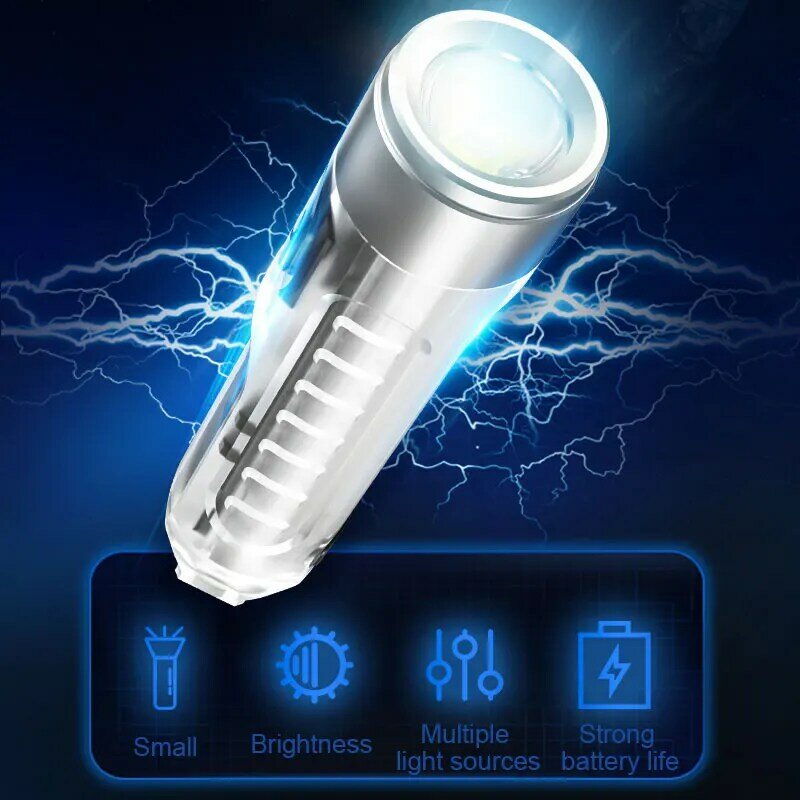 Minilinterna LED portátil para el trabajo, linterna impermeable de bolsillo, recargable, iluminación exterior