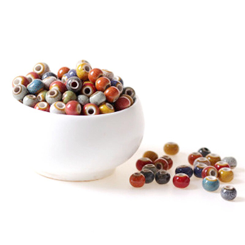 100pcs Round Mix Color Ceramic Beads Porcelain Loose Bead for DIY Jewelry Making Necklace Accessories Necklaces Crafts