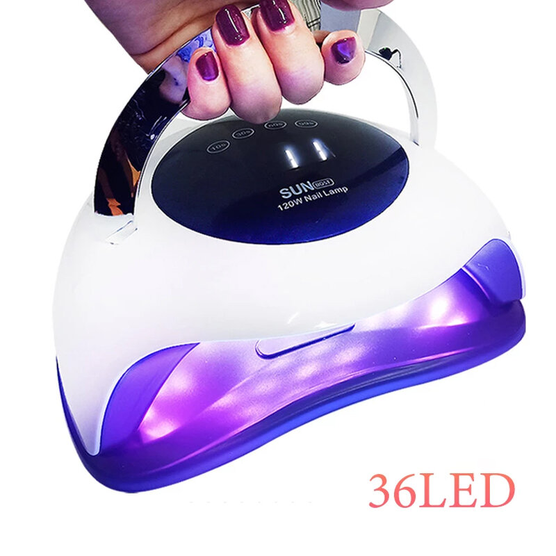 Лампа для ногтей Светодиодный УФ-Сушилка для ногтей для всех гелей УФ-лампа для гель-лака инфракрасный чувствительный таймер умная лампа дл...