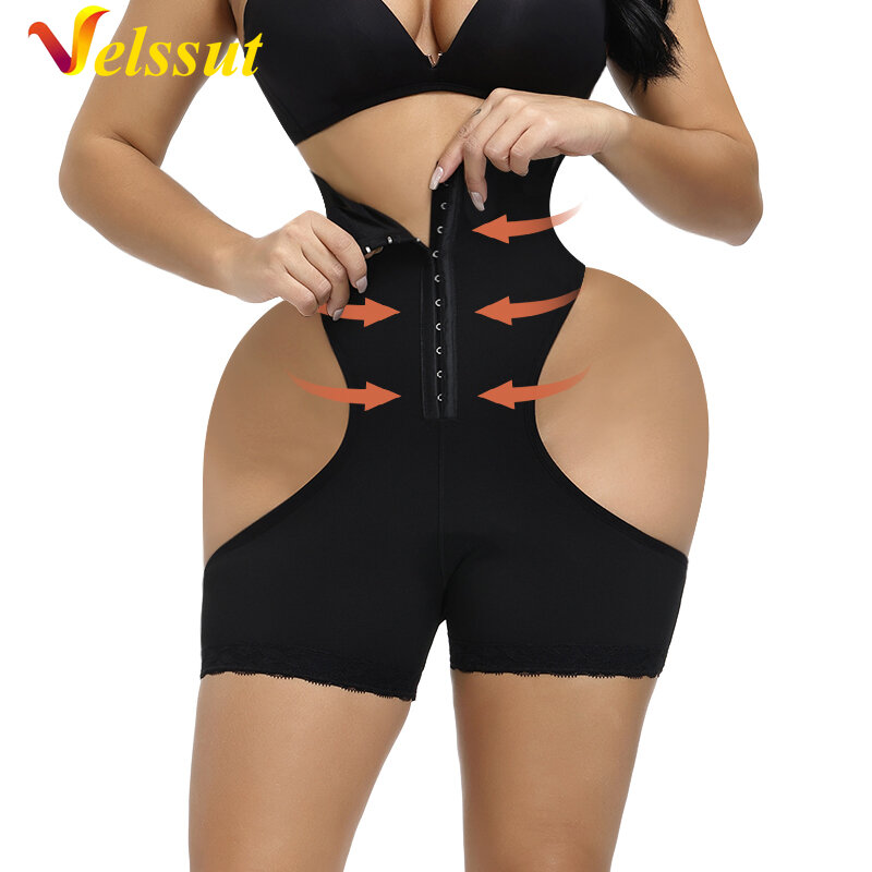 Velssut Butt Lifter กางเกงผู้หญิง Fajas Colombianas เอวเทรนเนอร์ Tummy ควบคุมกางเกง Butt Enhancer Shapewear กางเกงขาสั้น