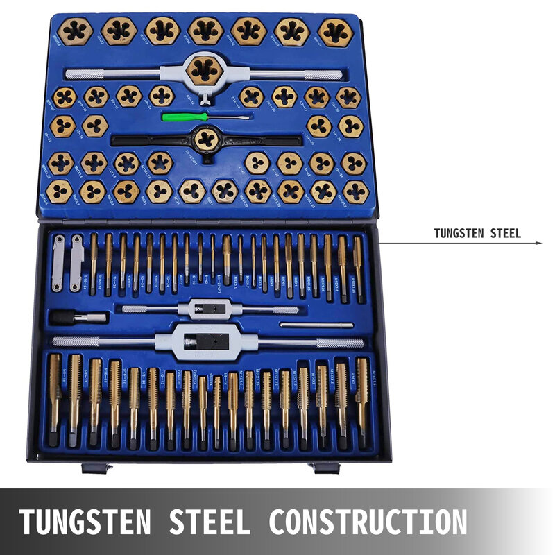 Vevor 86 Pcs Tappen Combinatie Sets Van Handgereedschap Verstelbare Sleutel Tungsten Steel Case Kit Metric Voor Machine draaibank Etc.