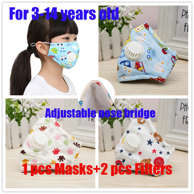 Máscara protetora infantil de segurança, antipoeira, pm, filtro com válvula, máscara facial para estudantes, meninos
