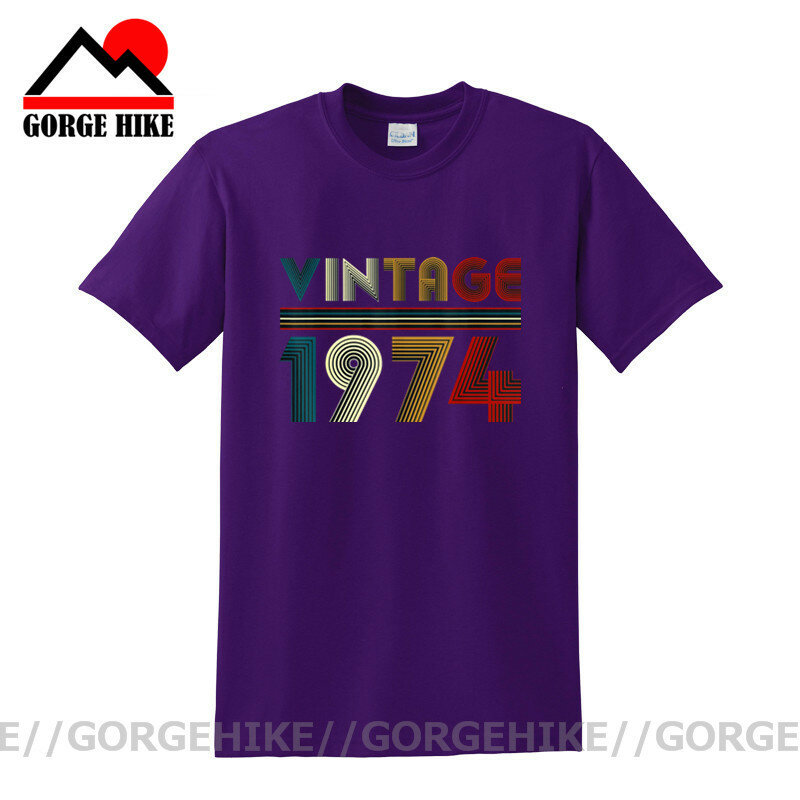 GorgeHike-camisetas Vintage de algodón para hombre, divertidas camisetas de manga corta con cuello redondo, regalos de cumpleaños, 1974