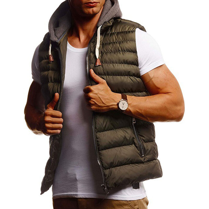 Коллекция ZOGAA 2021 года, Модный зимний теплый хлопковый жилет, куртка 5XL без рукавов, пальто на молнии, повседневная мужская куртка с капюшоном, верхняя одежда