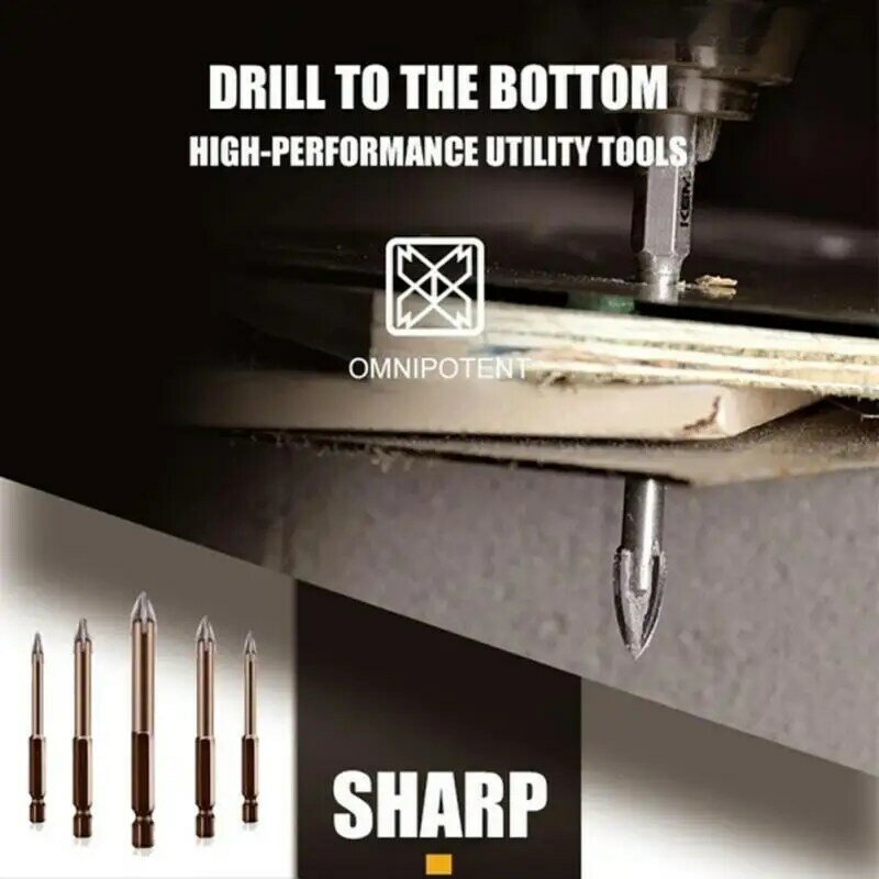 5PCS Efficient Drilling Tool Multifunctional Cross Alloy Drill Bit Tip High-Performance Utility Tools For Woodworking