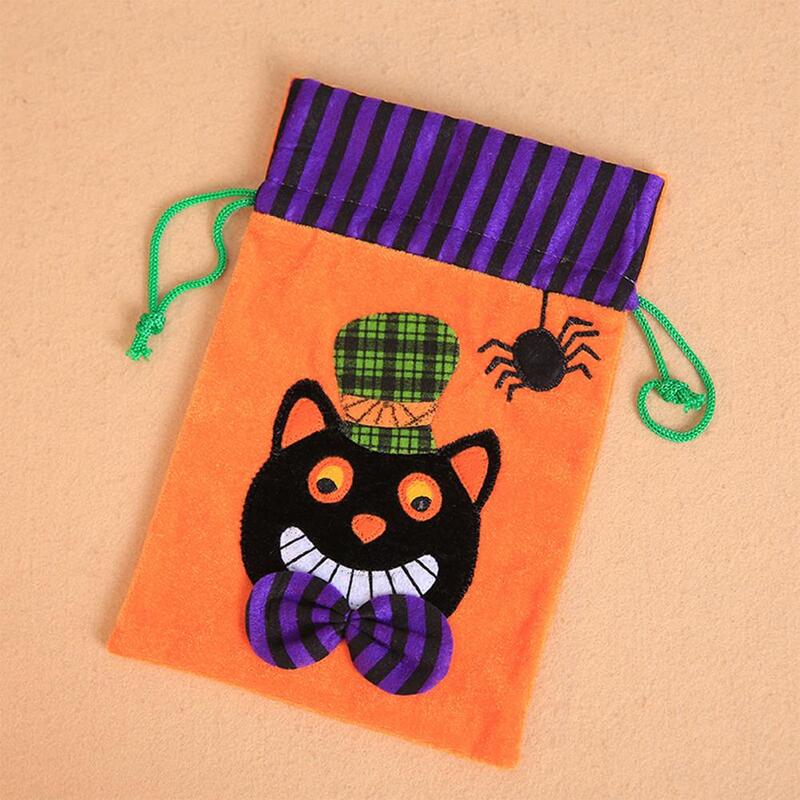 Bolsas de dulces para Halloween, bolso de franela, bolsa de regalo para niños, cajas de dulces con cordón, suministros de decoración para fiesta