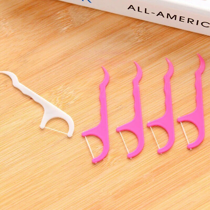 Hilo Dental ultrafino en forma de arco, palo de limpieza Interdental, línea plana, bolsa de plástico para palillos de dientes