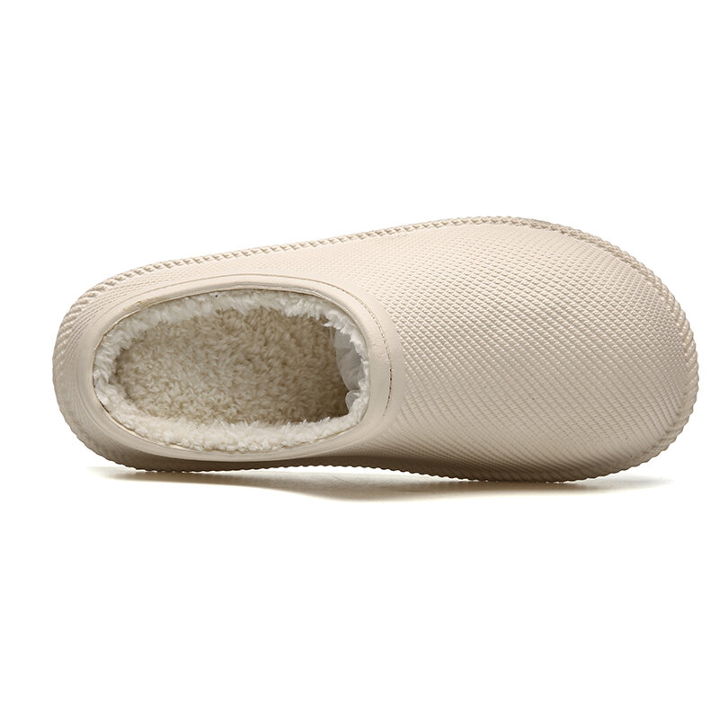 Yishen chinelos de espuma antiincrustação, sapatos femininos de pelúcia, quentes, impermeáveis para outono e inverno, em algodão, para casa