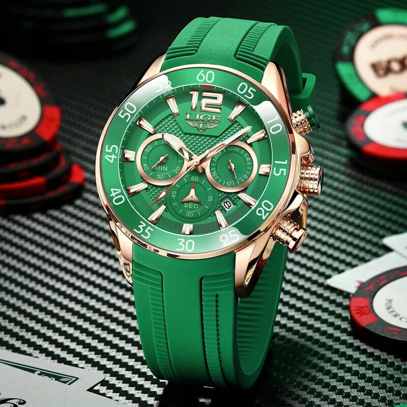 新ファッションメンズ腕時計スポーツクロノグラフ防水腕時計男性トップブランドの高級ligeクォーツ腕時計レロジオmasculino