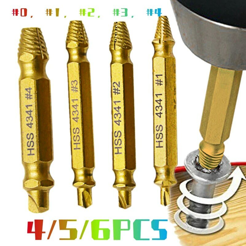 4/5/6 PCS Damaged Screw Extractor Drill Bit Set Stripped Broken Screw Bolt Remover Extractor Easily Take Out Demolition Tools