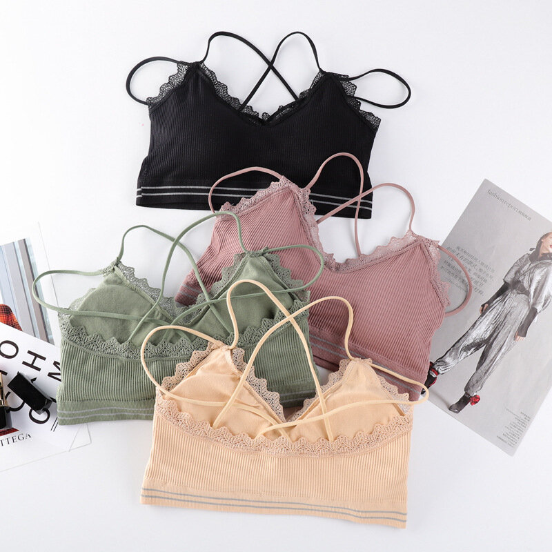 Conjunto de sujetador y braguitas de algodón para mujer, sujetador Sexy, ropa interior deportiva sin costuras, lencería