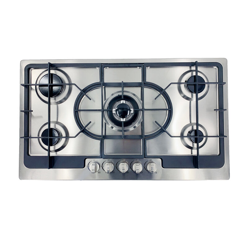 Placa de cozinha de gás embutido 5 queimadores de gás natural/propano conversível fogão de aço inoxidável glp/gnl placa de ignição de pulso fogão