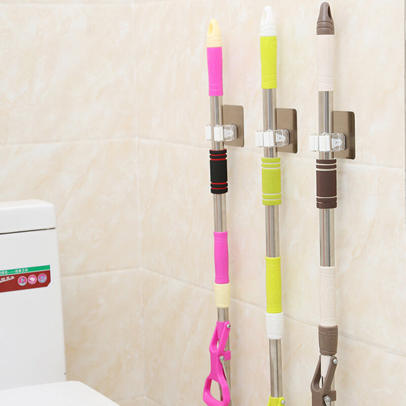 Ganci multiuso adesivi supporto da parete per Mop Organizer porta scopa scopa appendiabiti cucina bagno ganci forti