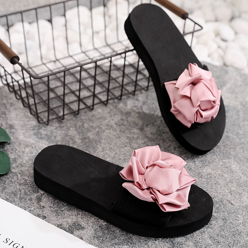 2020 moda feminina verão sandálias de praia ao ar livre indoor flip-flops sapatos de praia moda feminina casual rosa flor chinelos