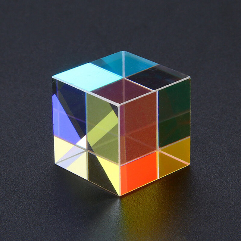 Cube de pr-ism optique CMY 2 pièces, prisme en verre optique, Cube de combinaison de lumière vive à Dispersion rvb à Six côtés pour la physique et la décoration