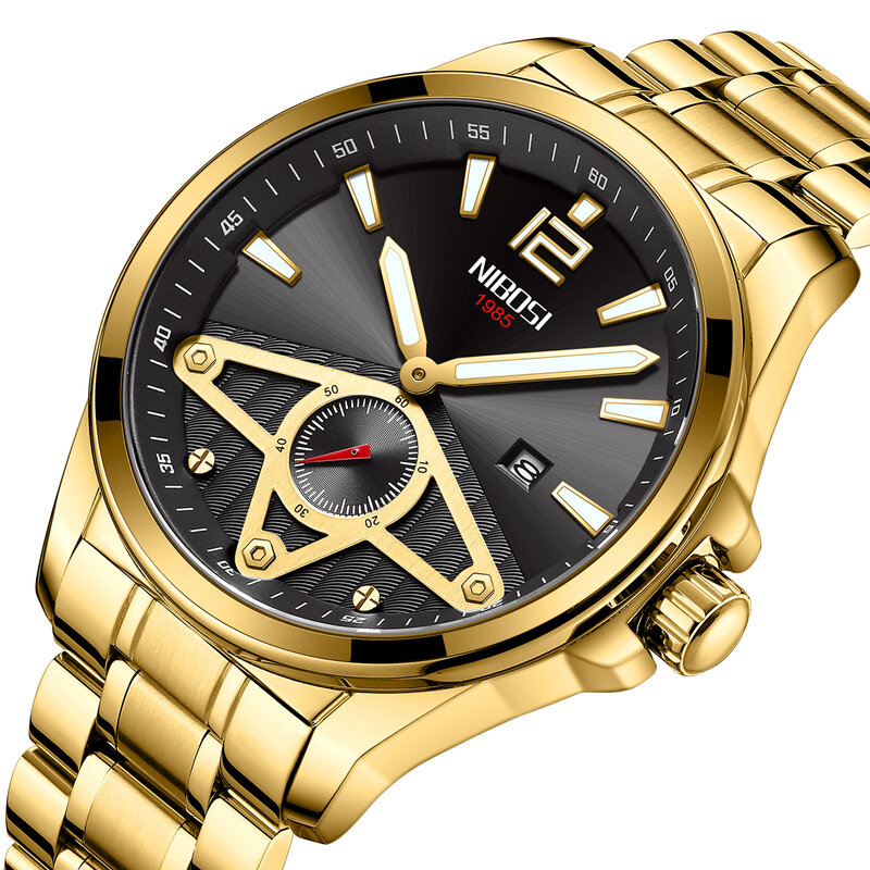 Nibosi 2022 novo relógio de quartzo esporte relogio masculino cronógrafo militar do exército relógios relógio masculino criativo relógio de ouro