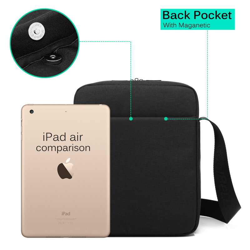 CoolBELL – sacoche de transport pour iPad, sac à main pour tablette, serviette en tissu Oxford, sac à bandoulière pour tablette de 10.6 pouces