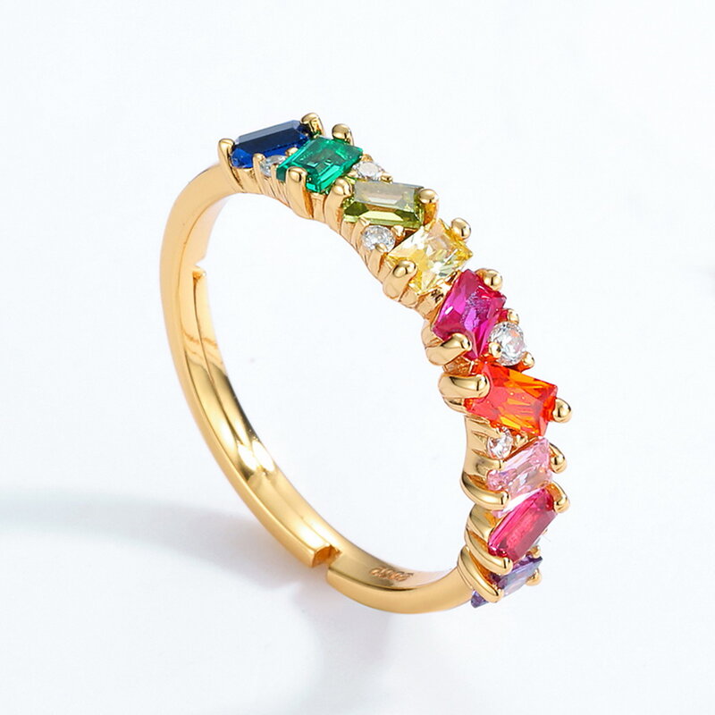 ALLNOEL-anillos de plata esterlina 925 para mujer, anillo ajustable de circonita roja púrpura, corindón rojo Nano, arcoíris, joyería