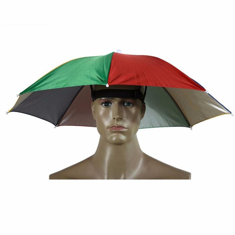 휴대용 헤드 마운트 우산 55cm 태양 그늘 경량 캠핑 낚시 하이킹 축제 야외 파라솔 접이식 모자 우산