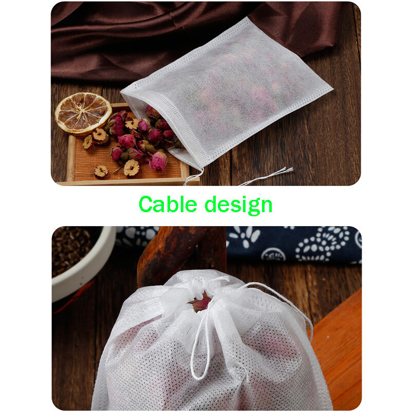 Tea Bags 100Pcs/Lot Empty Scented Drawstring Pouch Bag Seal Filter Cook Herb Spice Loose Coffee Pouches Tools
