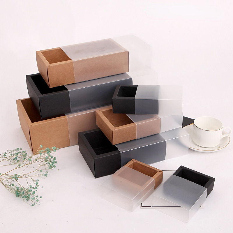 Caja de cajón de regalo de papel Kraft negro y rojo, caja de embalaje de regalo de lápiz labial de boda corrugado, funda de cajón personalizada