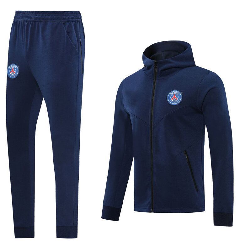 Baru 2021 2022 Jaket Hoodie Ritsleting Penuh Jaket Keringat Bertudung Sepak Bola Pakaian Olahraga Pria Celana Musim Dingin Kit Lengkap