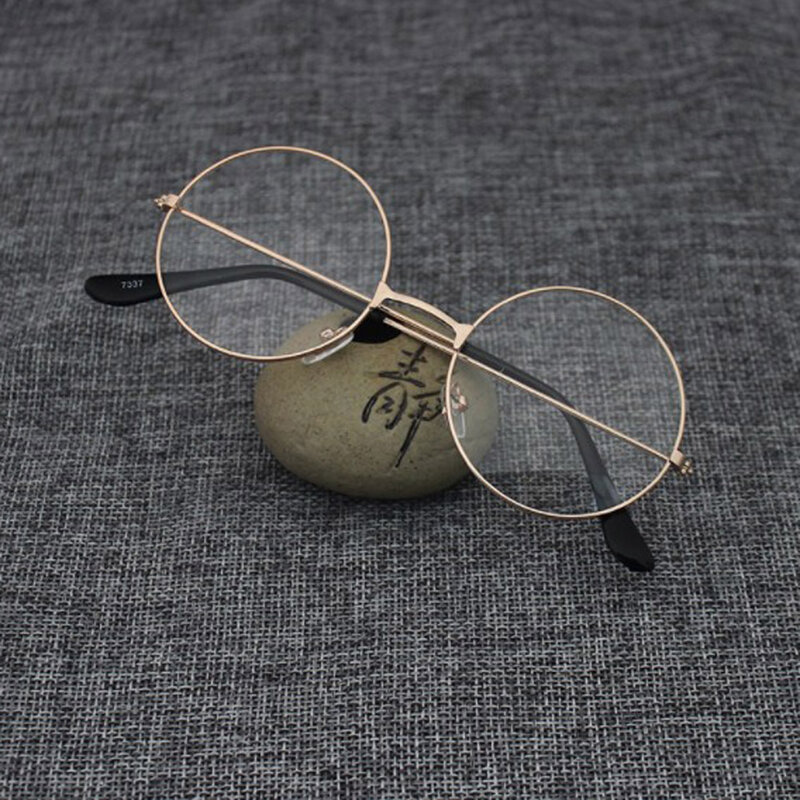 Óculos de leitura vintage unissex redondos, armação retrô de metal, estilo universitário com lentes transparentes