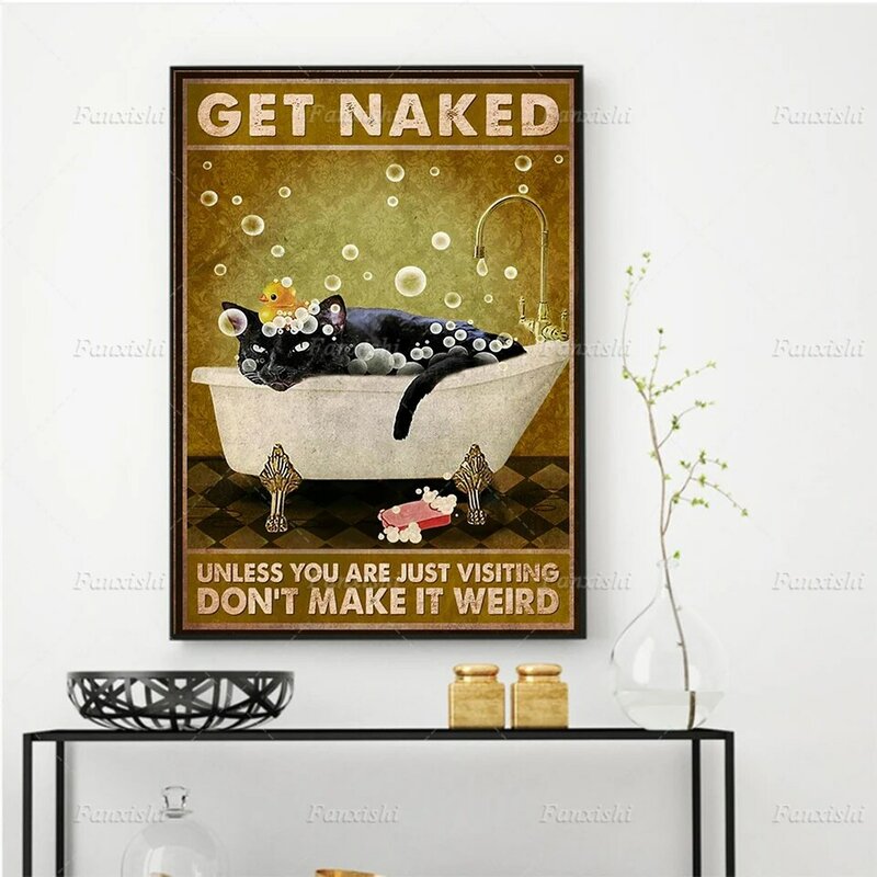 Il bagno diventa gatto nudo a meno che tu non sia solo in visita non renderlo strano Poster Nordic Wall Art stampa su tela pittura toilette Decor