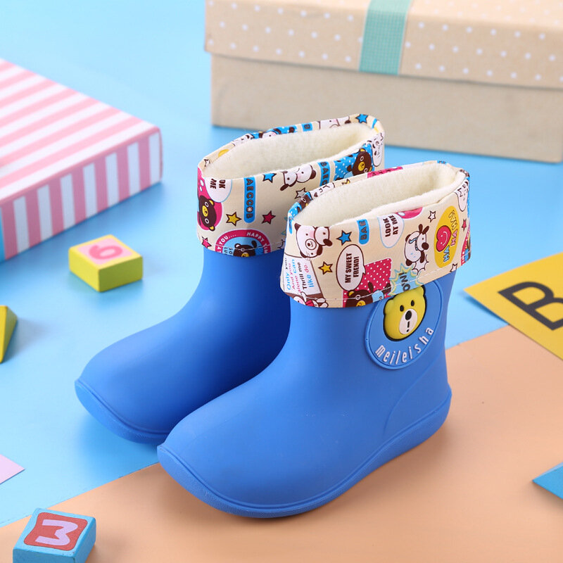 Сапоги резиновые для девочек и мальчиков, Классическая непромокаемая обувь, из ПВХ, мультяшный рисунок