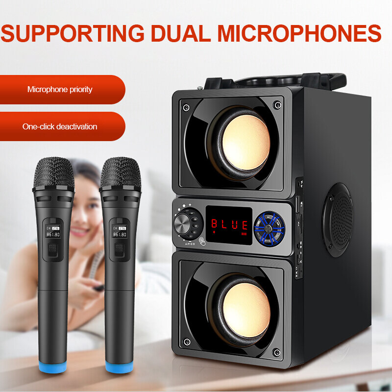 Altavoz inalámbrico con Bluetooth 5,0 para exteriores, dispositivo con sonido envolvente 6D, Radio FM, micrófono, compatible con tarjeta TF, Subwoofer portátil para fiesta en casa