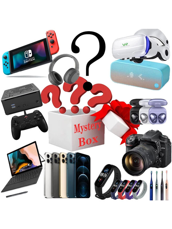 Caja misteriosa sorpresa de Año Nuevo, 2022, superpopular, Gamepads electrónicos, cámaras digitales, regalo de Navidad, novedad