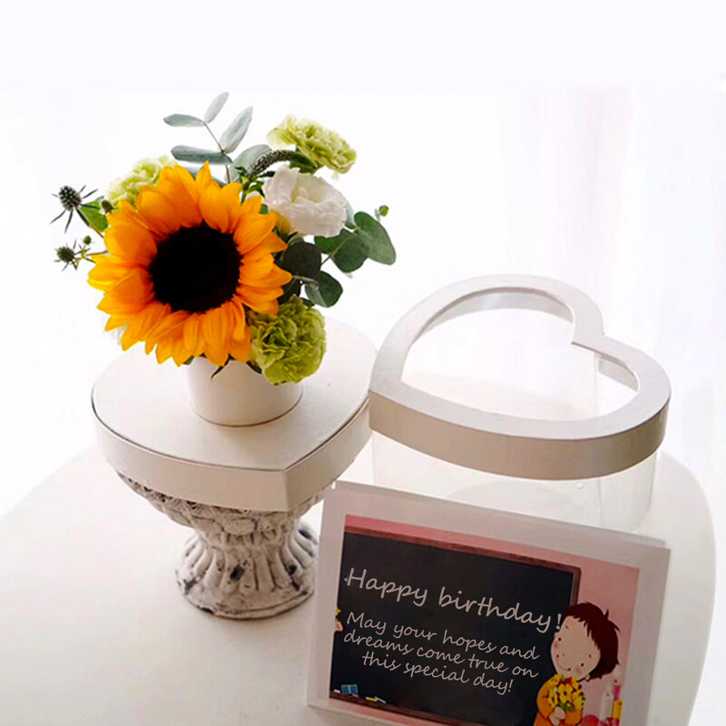 Caixa de presente em forma de coração caixa de arranjo de flores transparente pvc decoração de casamento dia dos namorados presente de natal caixa de embalagem