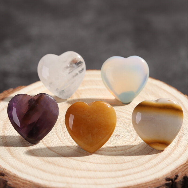 Natural Mineral Heart Shape Crystal Quartz Stone Love Healing Colorful Gemstones Pendant Home Decoration Handmade Jewelry Gift