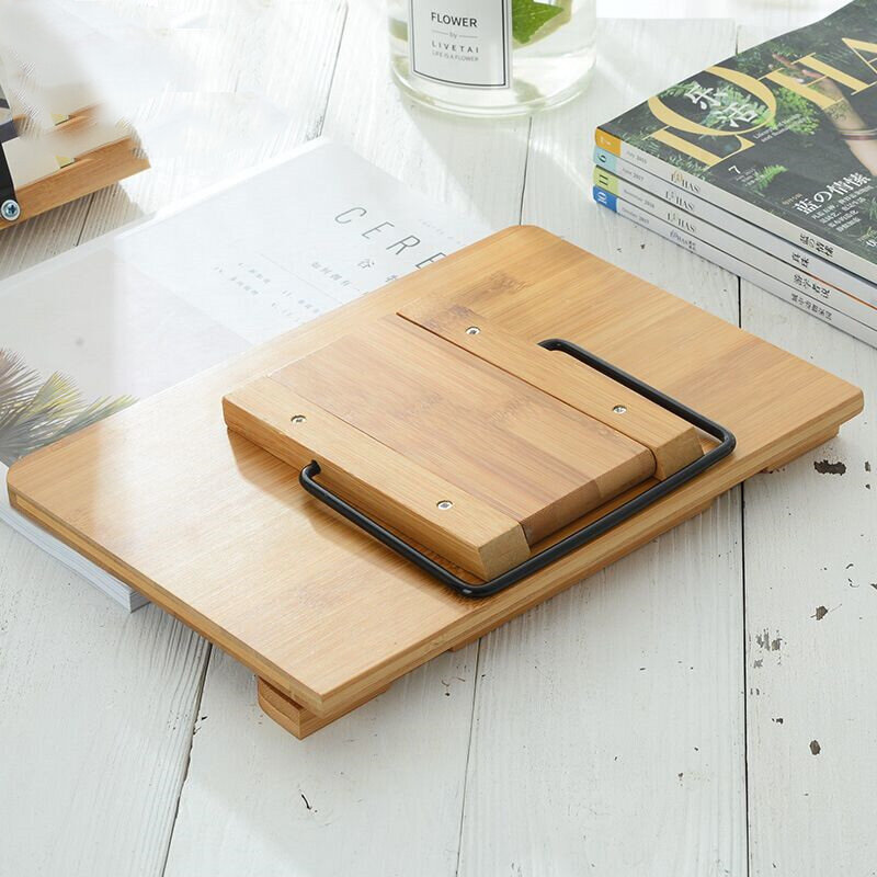 Bamboo Book Stand Holder with Lamp Adjustable Wooden Book Holder for Reading Cooking Tablet Stand Bookends Office School Supplie