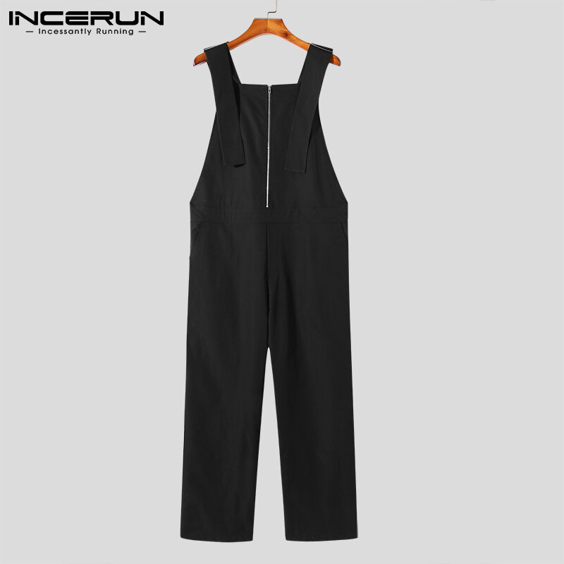 INCERUN Handsome Well Fitting New Men Sleeveless Zipper Rompers Leisure Overalls Male Fashionable Wide-leg Jumpsuits S-5XL 2021