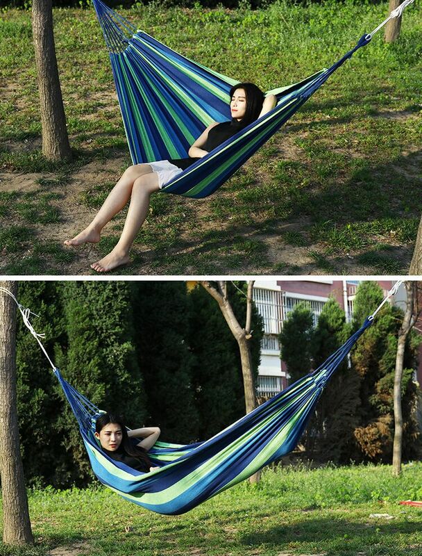 Cotton Rope Hanging Hammock Swing Camping Canvas Bed With Heavy Duty Strap Mat Cotton Linen Cloth
