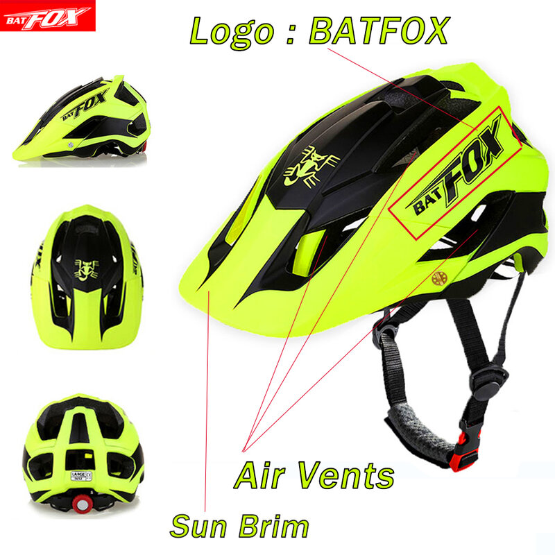 BATFOX-Casco De Ciclismo ultraligero, en molde, Integral, para Bicicleta De montaña o carretera