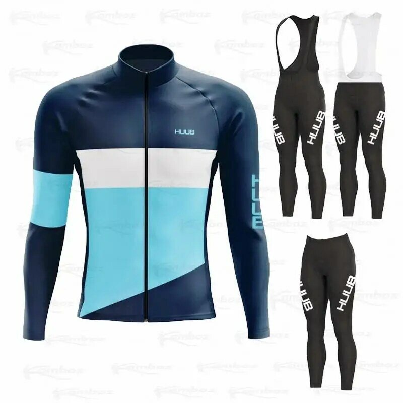 2021ใหม่สีฟ้า HUUB ทีมฤดูใบไม้ร่วงแขนยาวขี่จักรยาน Jersey Ropa Ciclismo ผู้ชายใหม่จักรยานเสื้อผ้า MTB Bike Jersey ชุด