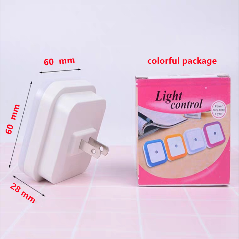 Mini lampe LED carrée avec capteur de nuit sans fil, 60mm, prise ue/US, pour enfants, chambre à coucher, salon, chevet, couloir