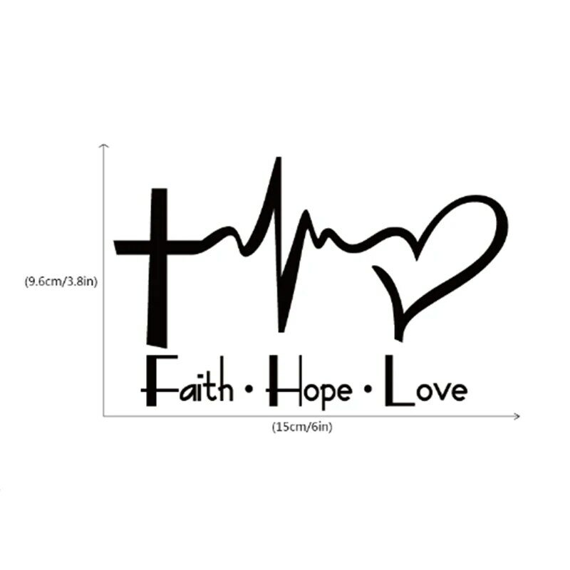 Autocollant en vinyle de dessin animé Faith Hope Love, verset de la Bible, jésus, chrétien, religieux, pour décoration de carrosserie de fenêtre de voiture