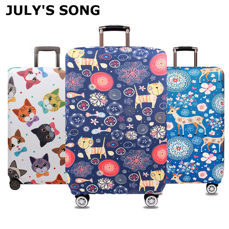 July's Lied Chirstmas Herten Bagage Beschermende Covers Voor 18-32 Inch Trolley Bagage Case Elastische Stof Waterdichte Koffer Deksel