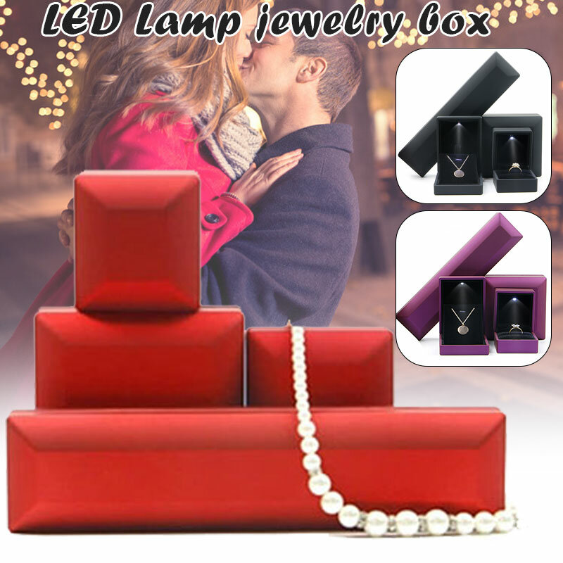 Резиновым окрашенным шкатулка для ювелирных изделий с светодиодный светильник ювелирные изделия Дисплей Подарочная коробка для предложен...
