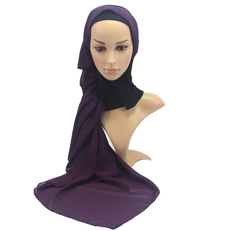 Women Bandana Plain Bubble Chiffon Muslim Hijabs Wrap Solid Color Shawls Headband Maxi Scarf Shawl  Scarf Hijabs  Headscarf