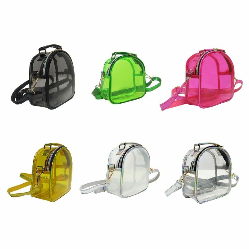 Bolso bandolera transparente para mujer y niña, bolsa de hombro, de gelatina, Color caramelo, forma ovalada, Mini bolsas transparentes, soportes para teléfono