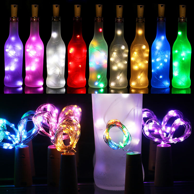 Butelka wina z oświetleniem LED lampy 2m 20LEDs kształt korka drut miedziany bożonarodzeniowe girlandy żarówkowe kawiarnia restauracja wykwintne ozdoby